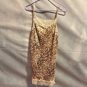 Victoria's Secret Beige and Brown Leopard Satin Slip